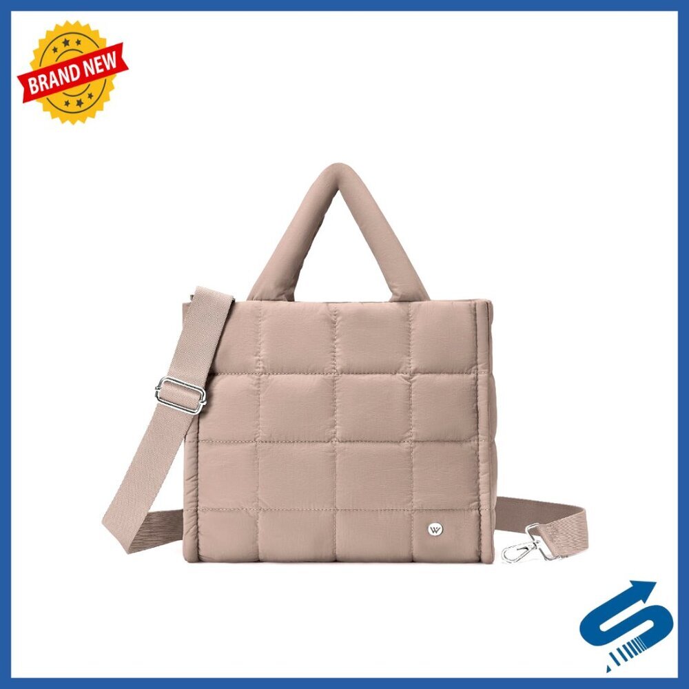 Quilted Puffer Crossbody Tote Bag Nylon Weekender Overnight Shoulder Handbag